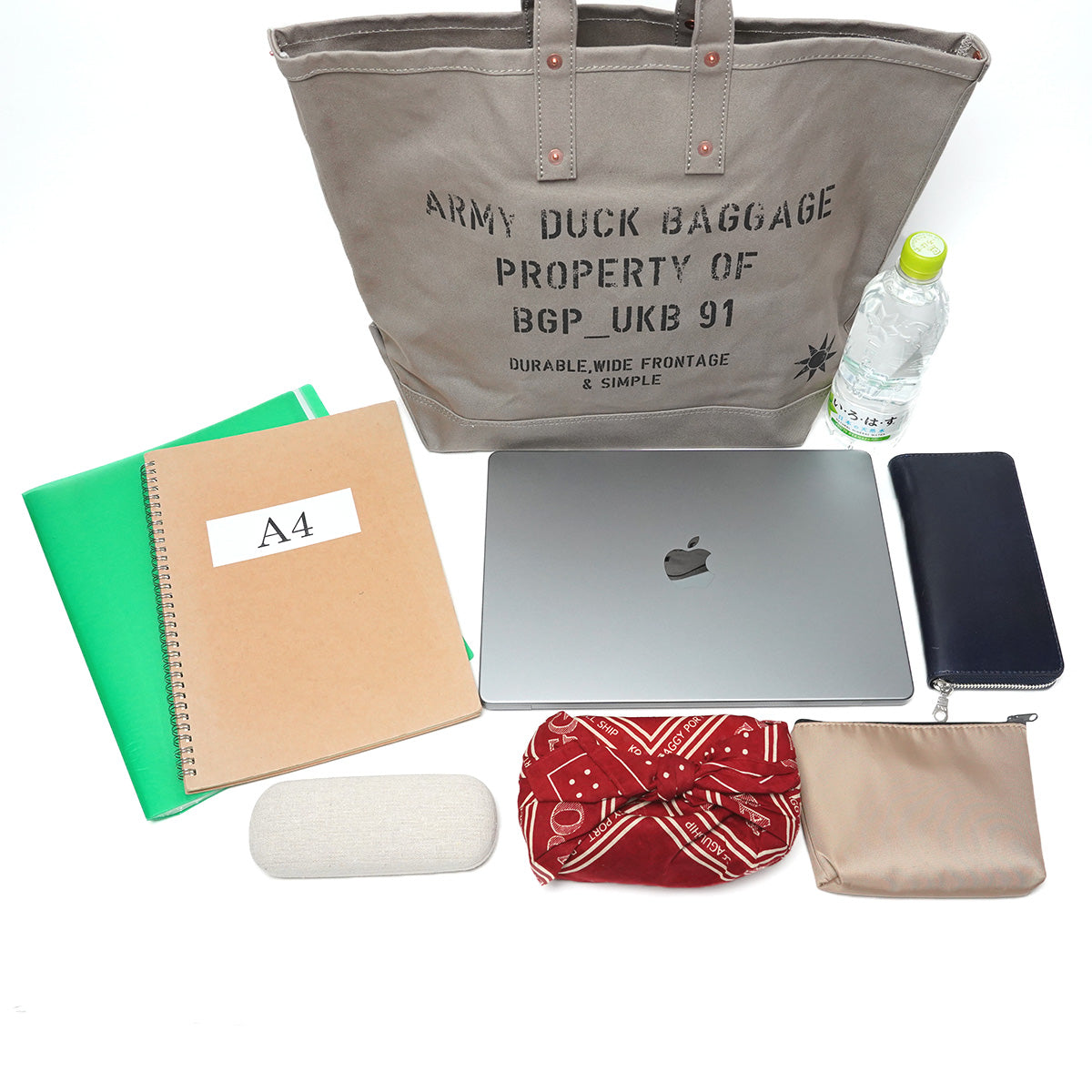 フレンチアーミーダック ヨコ型 ツールトートバッグ FGRN005