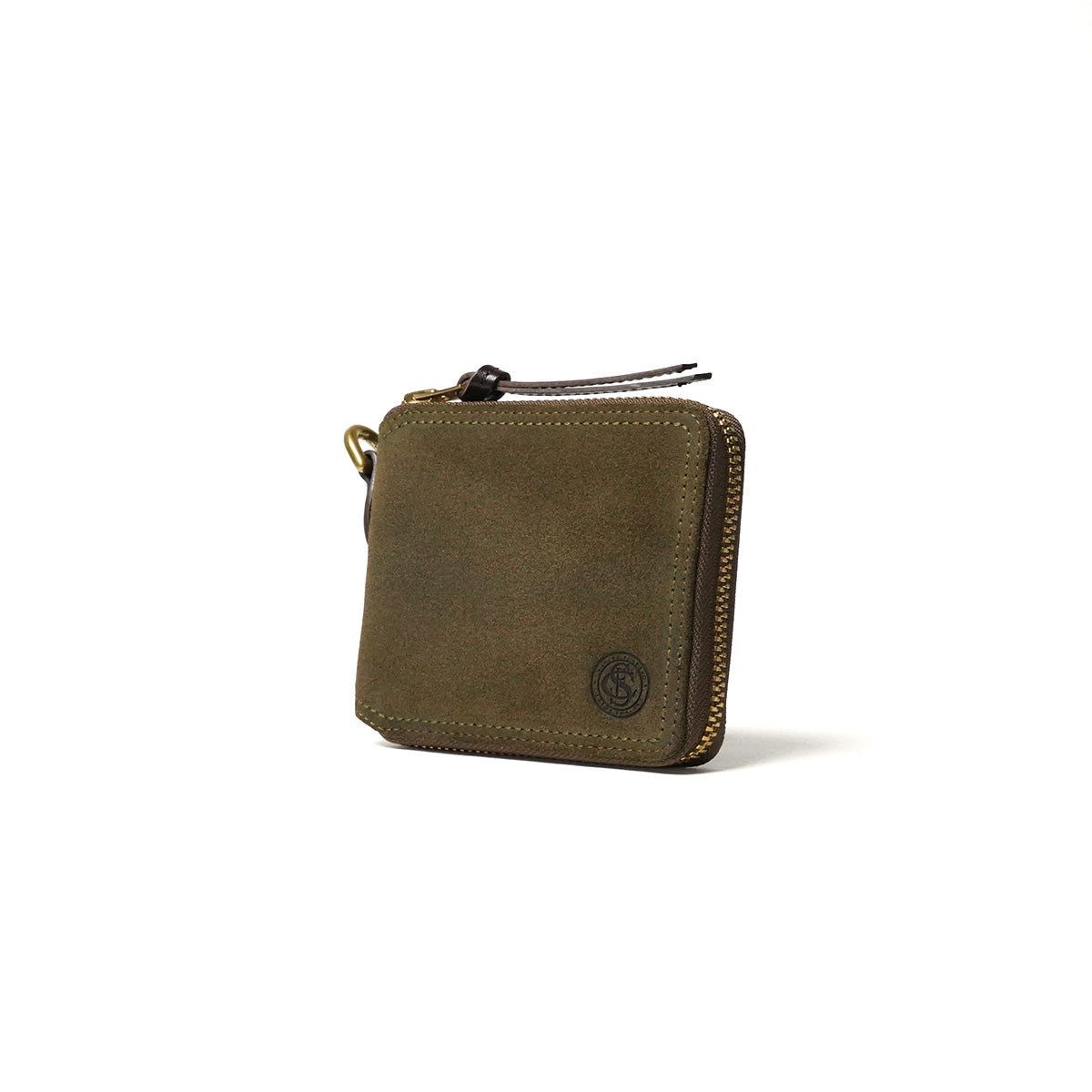 Oil suede round zipper bifold wallet FZKM12