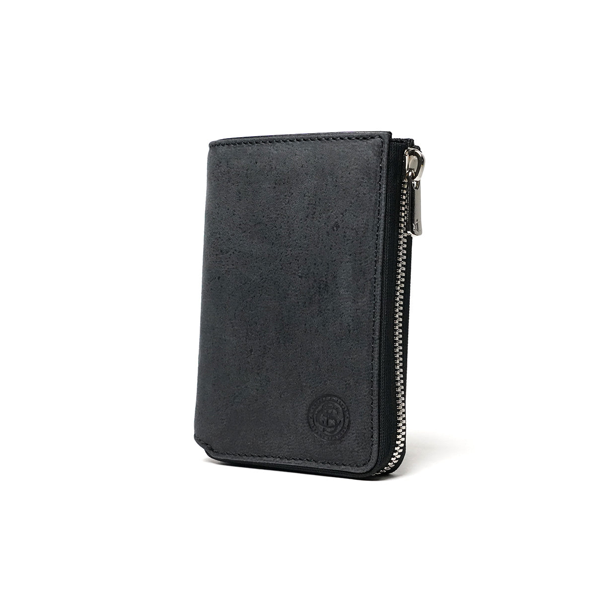 Waxed Elk Leather L-shaped Zipper Half Wallet FZKM852