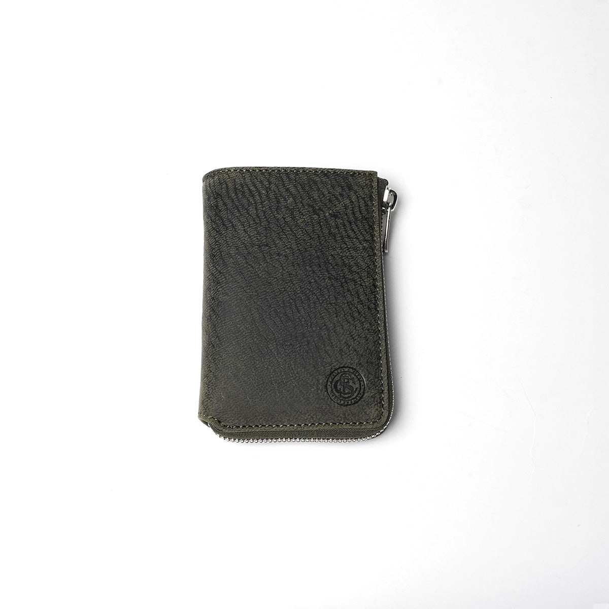 Waxed Elk Leather L-shaped Zipper Half Wallet FZKM852