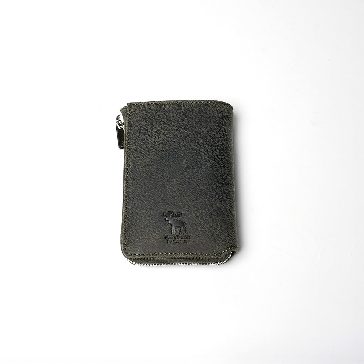 Waxed Elk Leather L-shaped Zipper Half Wallet FZKM852