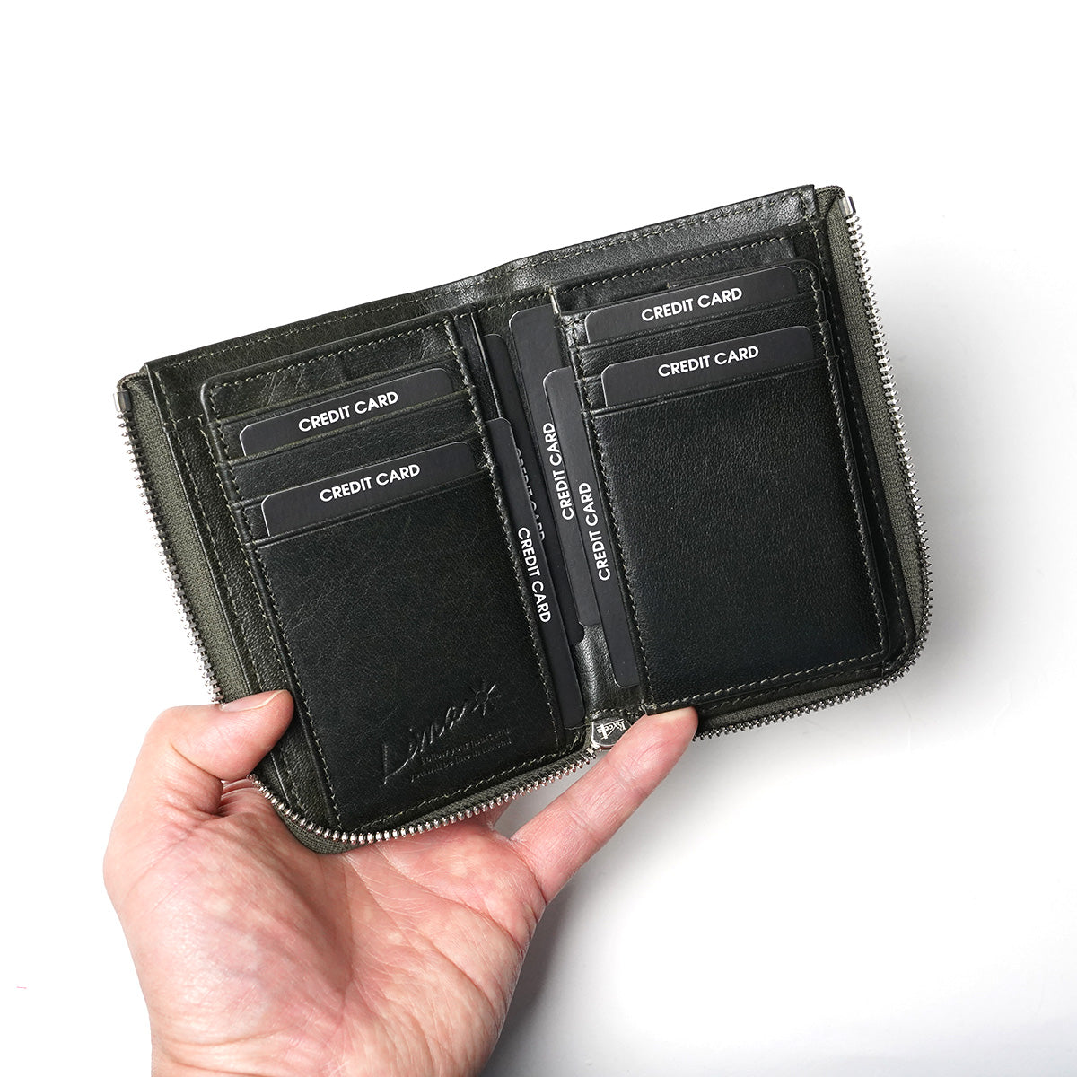 Waxed Elk Leather L-shaped Zipper Half Wallet FZKM852
