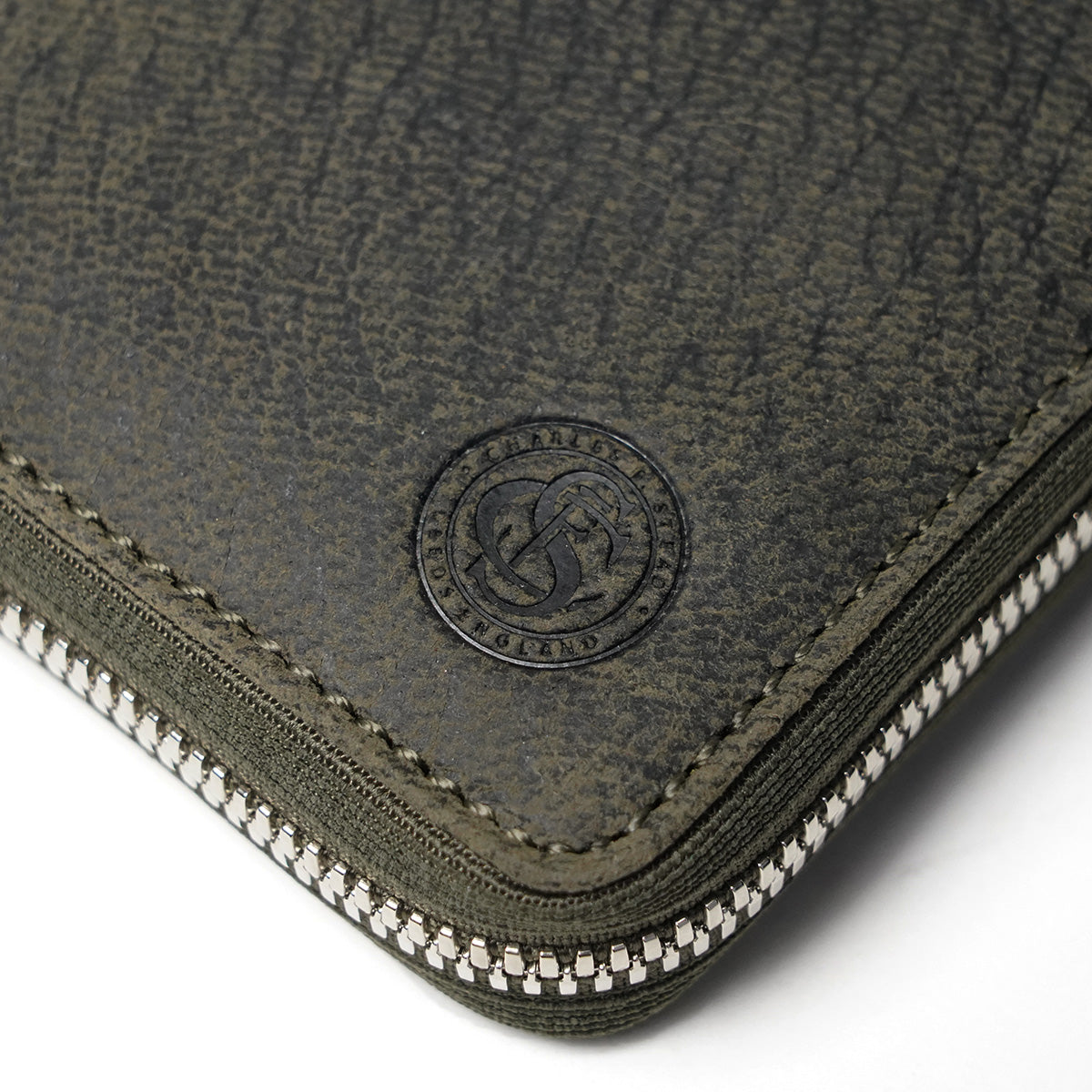 Waxed Elk Leather L-shaped Zipper Half Wallet FZKM852