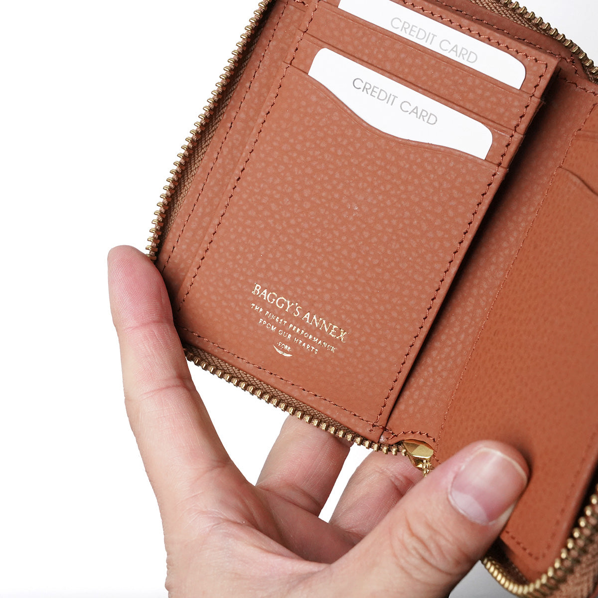 Embossed Recycled Leather Round Zipper Half Wallet LZKM141