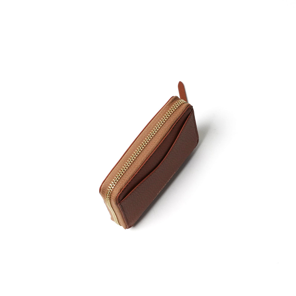 Embossed Recycled Leather Round Zipper Half Wallet LZKM141