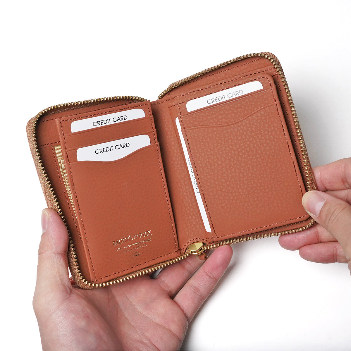 Embossed Recycled Leather Round Zipper Half Wallet LZKM141