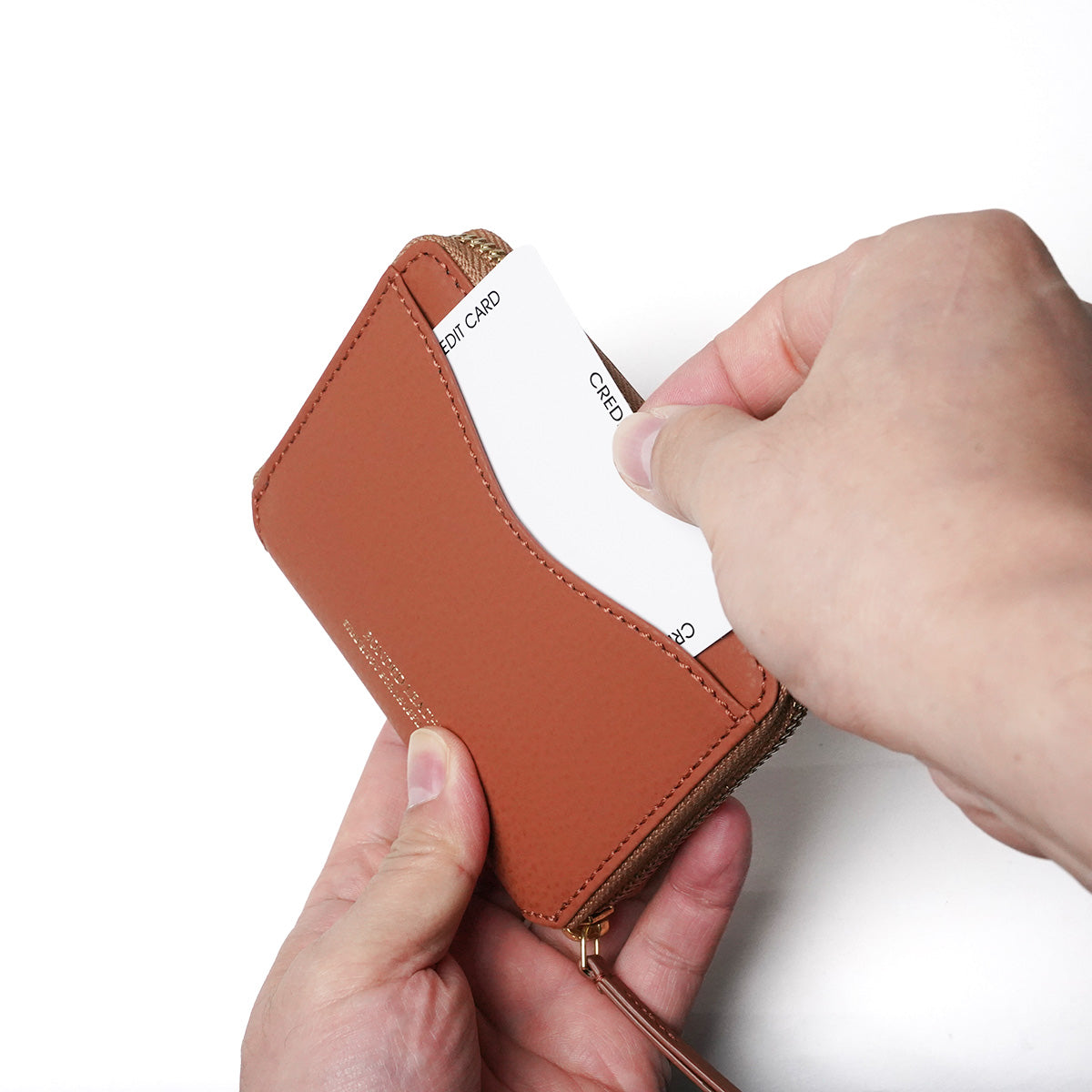 Embossed Recycled Leather Round Zipper Half Wallet LZKM141