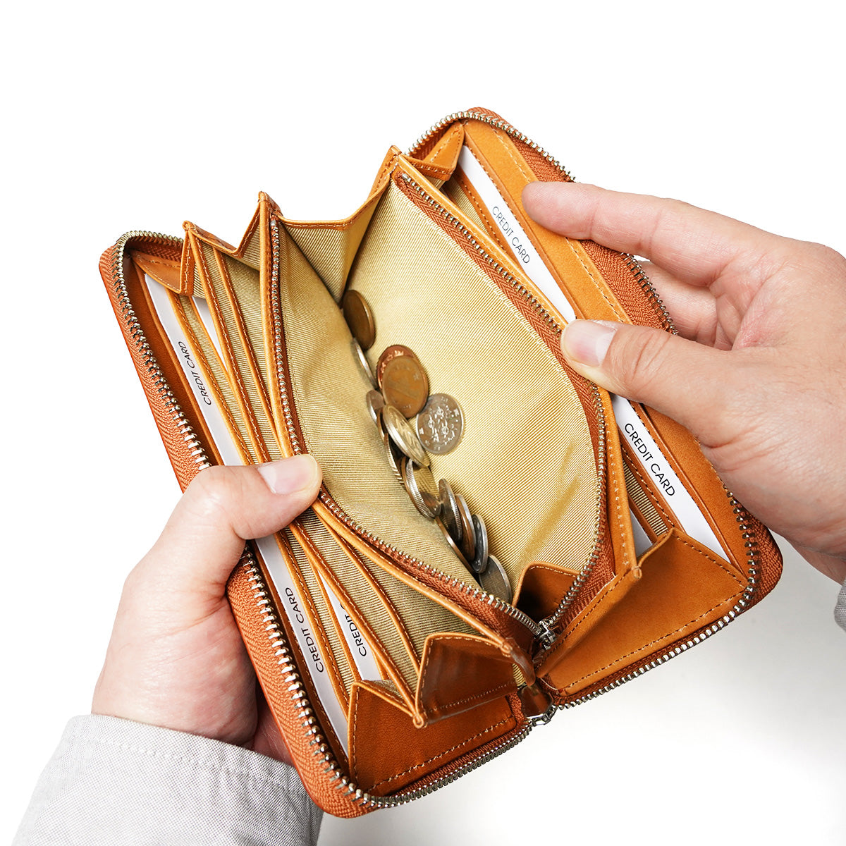 Natural Box Round Zipper Long Wallet LZKM3600