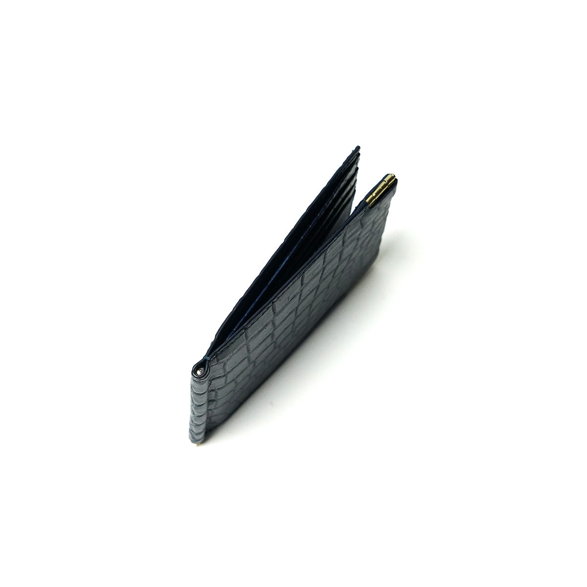 Indigo-dyed Aizome x Crocodile Money Clip ZWL8002