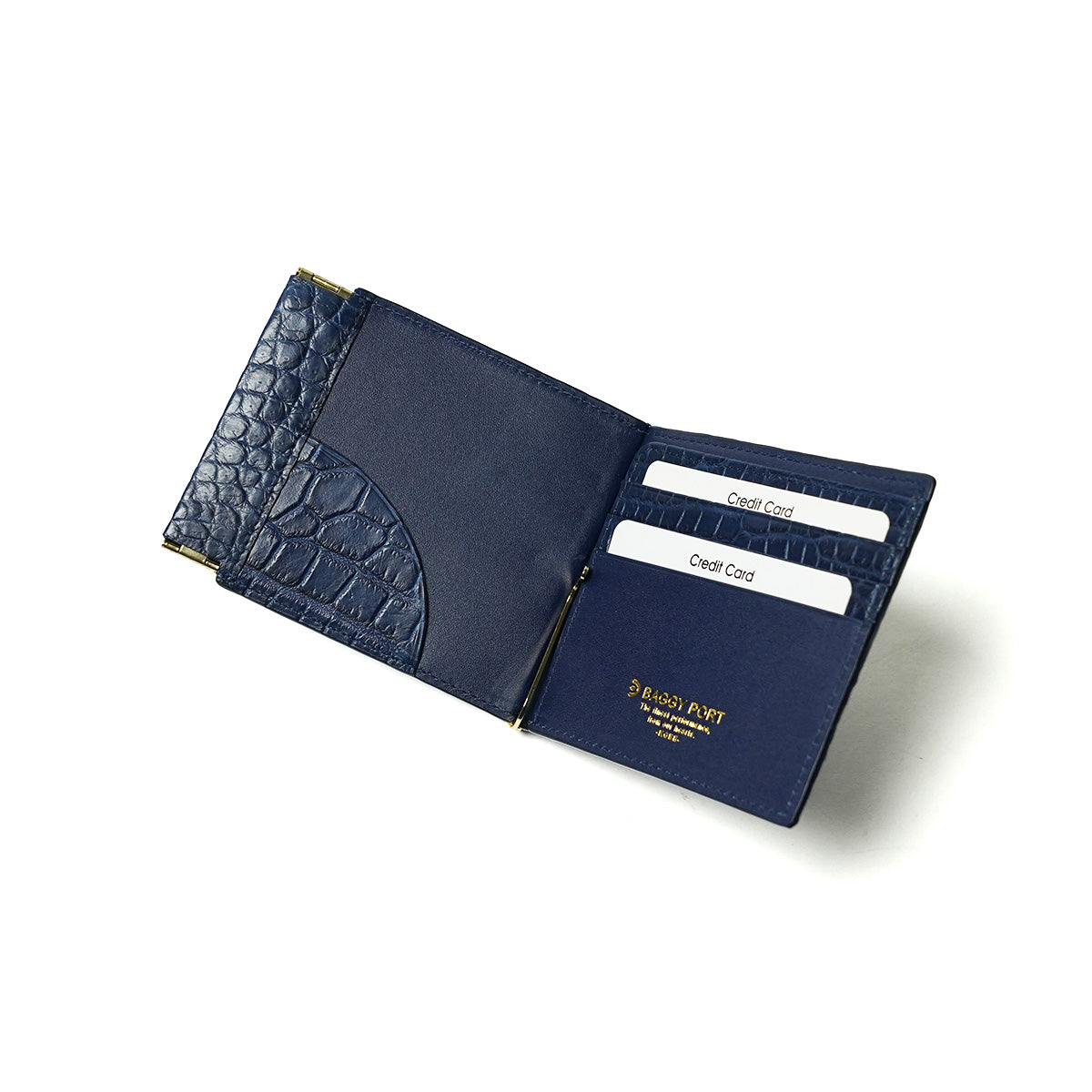 Indigo-dyed Aizome x Crocodile Money Clip ZWL8002