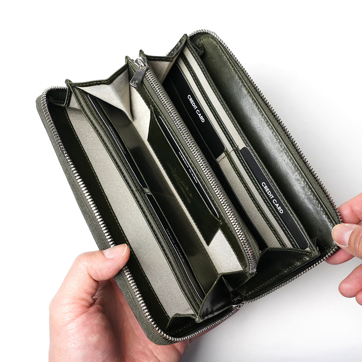 Waxed Elk Leather Round Zipper Long Wallet FZKM850 
