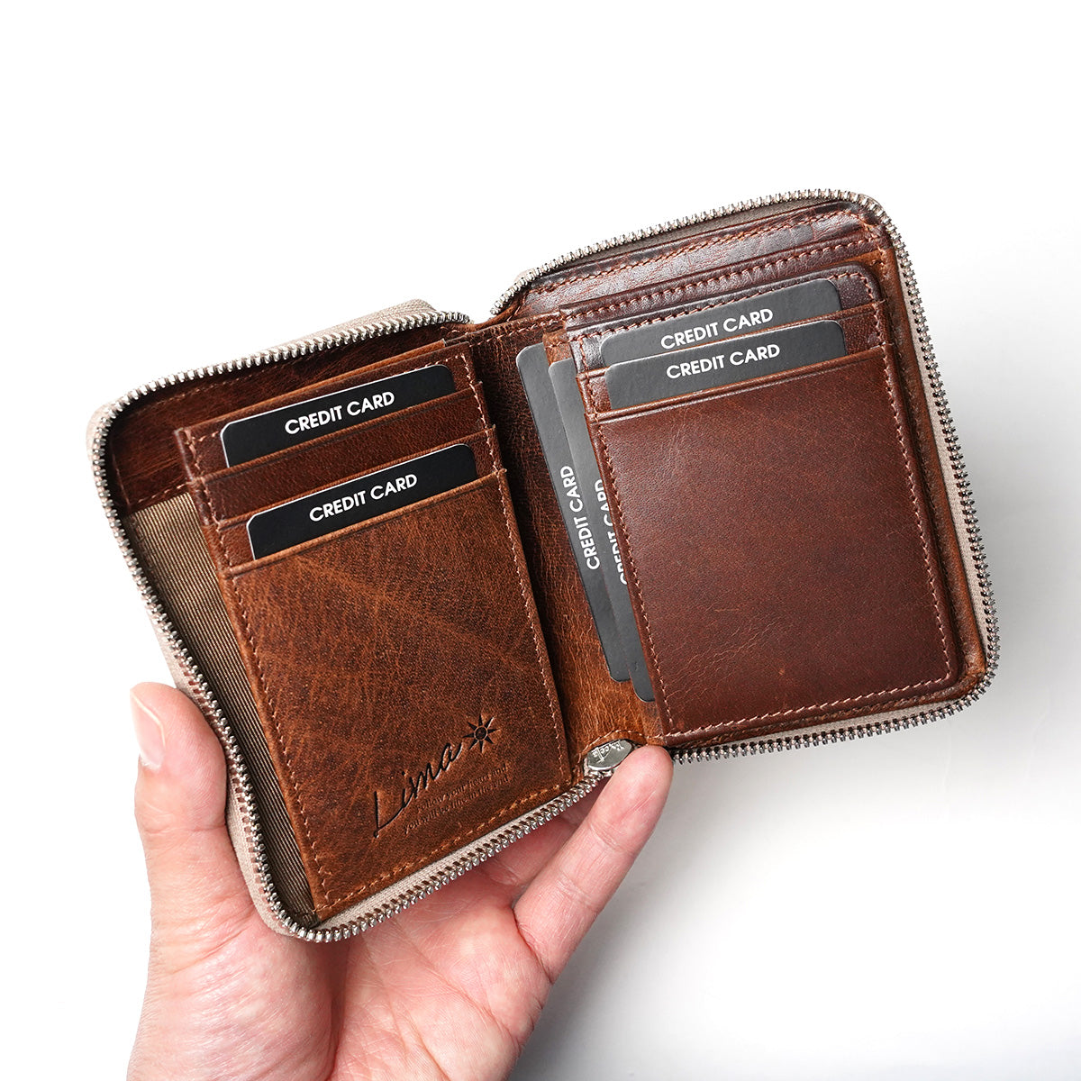 WAXED ELK Leather ラウンドファスナー ハーフ財布 FZKM851