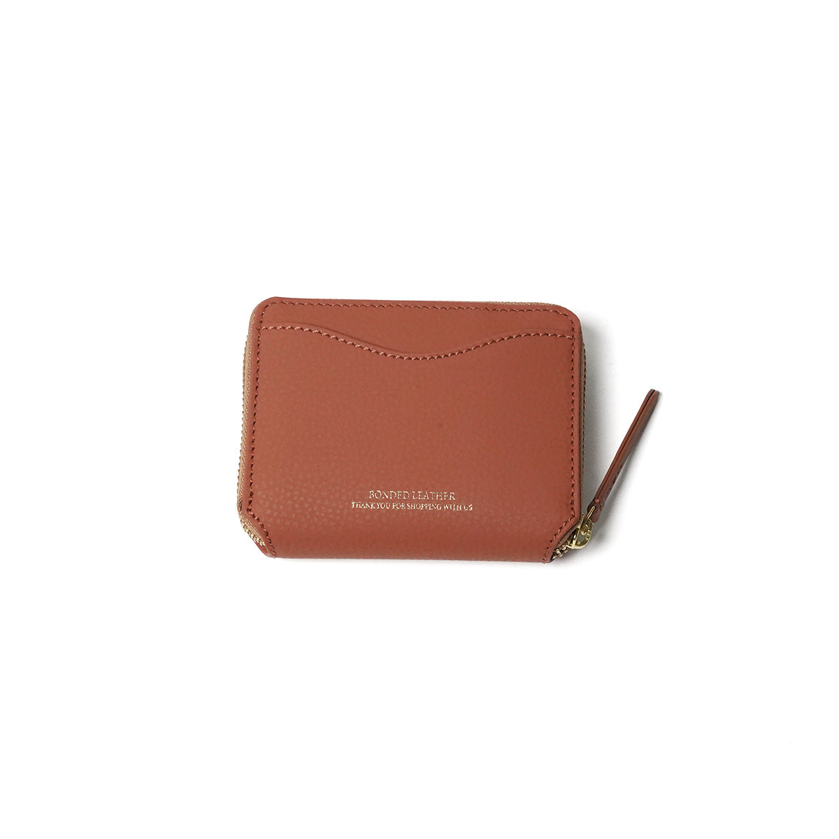 Embossed Recycled Leather Round Zipper Half Wallet LZKM141