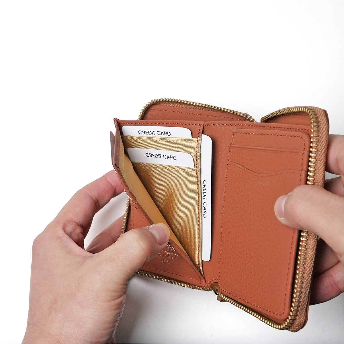 Embossed Recycled Leather Round Zipper Half Wallet LZKM141