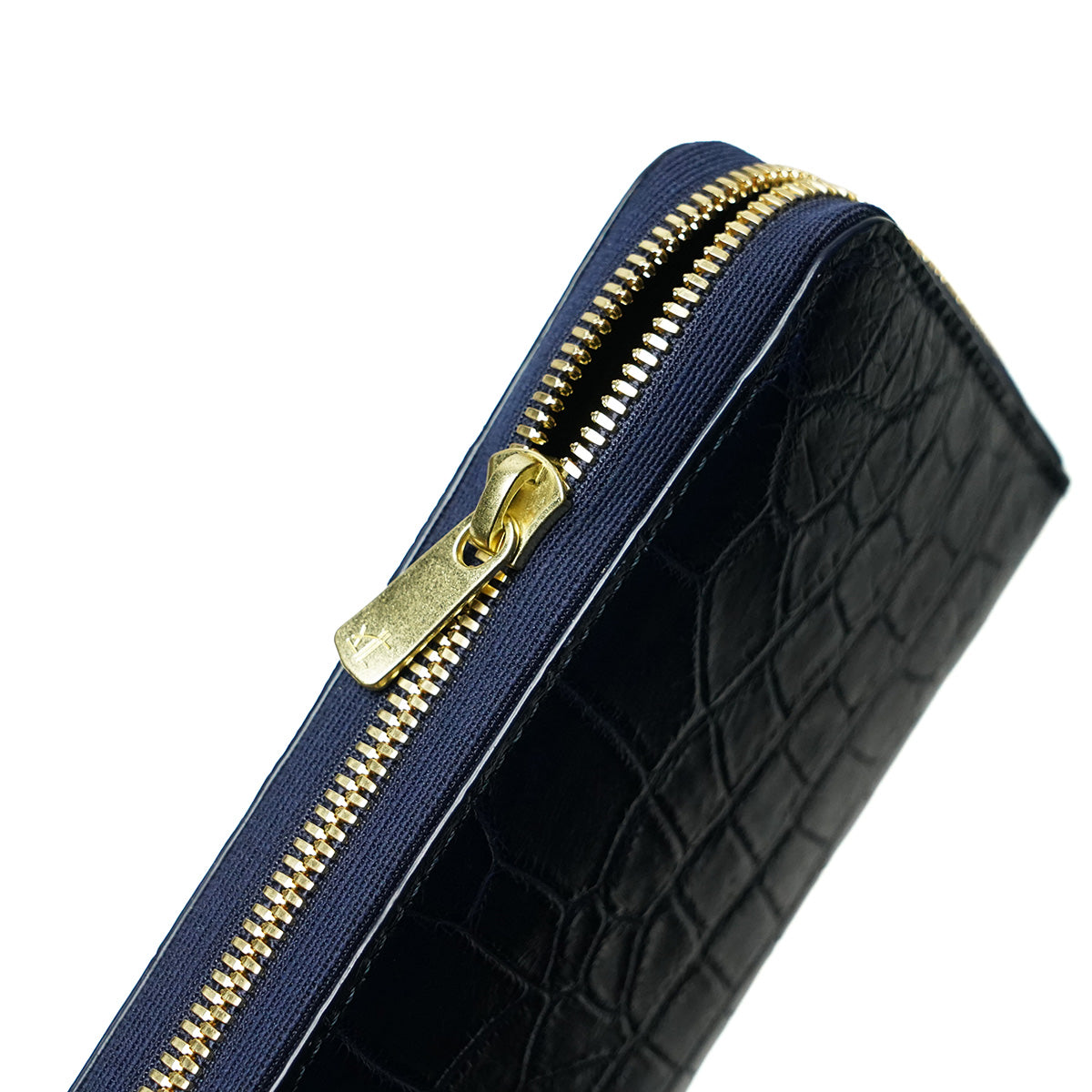 Indigo-Dyed x Crocodile Round Zipper Long Wallet ZWL8000
