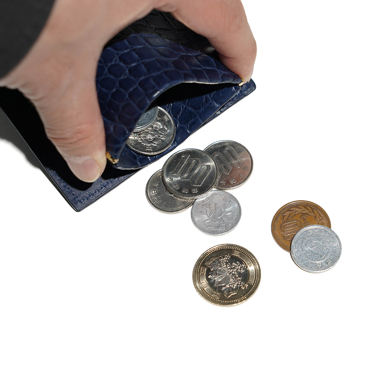 Indigo-dyed Aizome x Crocodile Money Clip ZWL8002