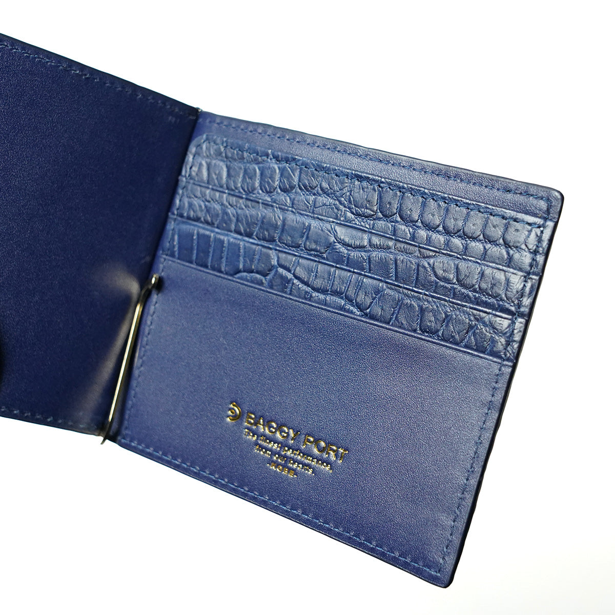 Indigo-dyed Aizome x Crocodile Money Clip ZWL8002