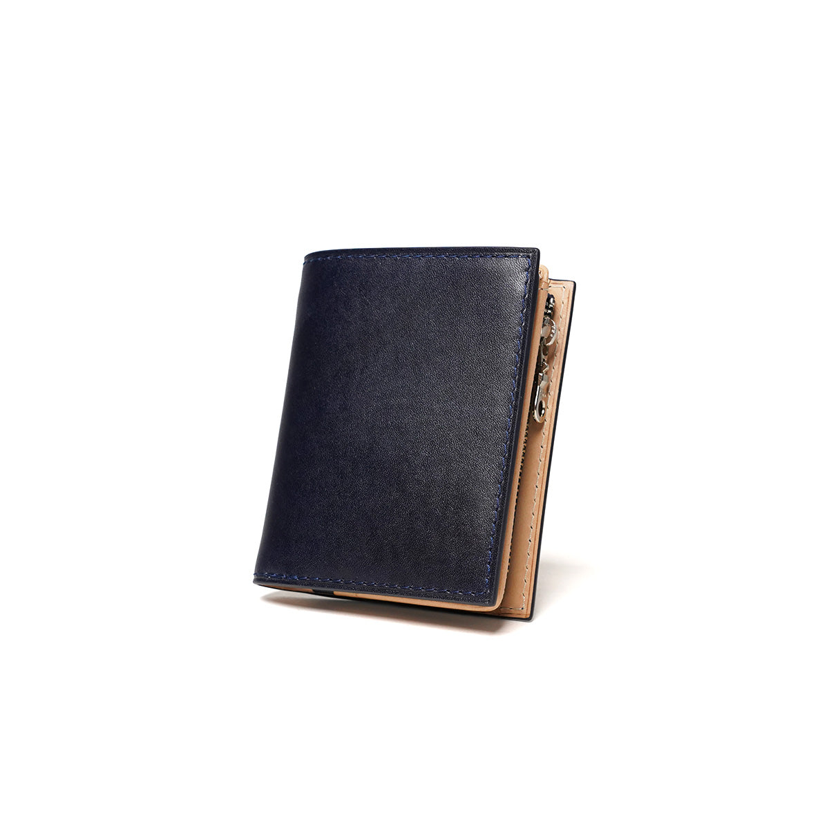 Indigo-dyed Leather Compact Half Wallet ZYS082
