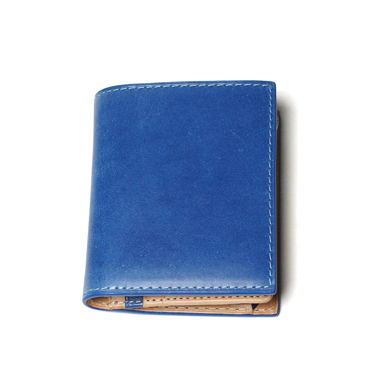 Indigo-dyed Leather Compact Half Wallet ZYS082