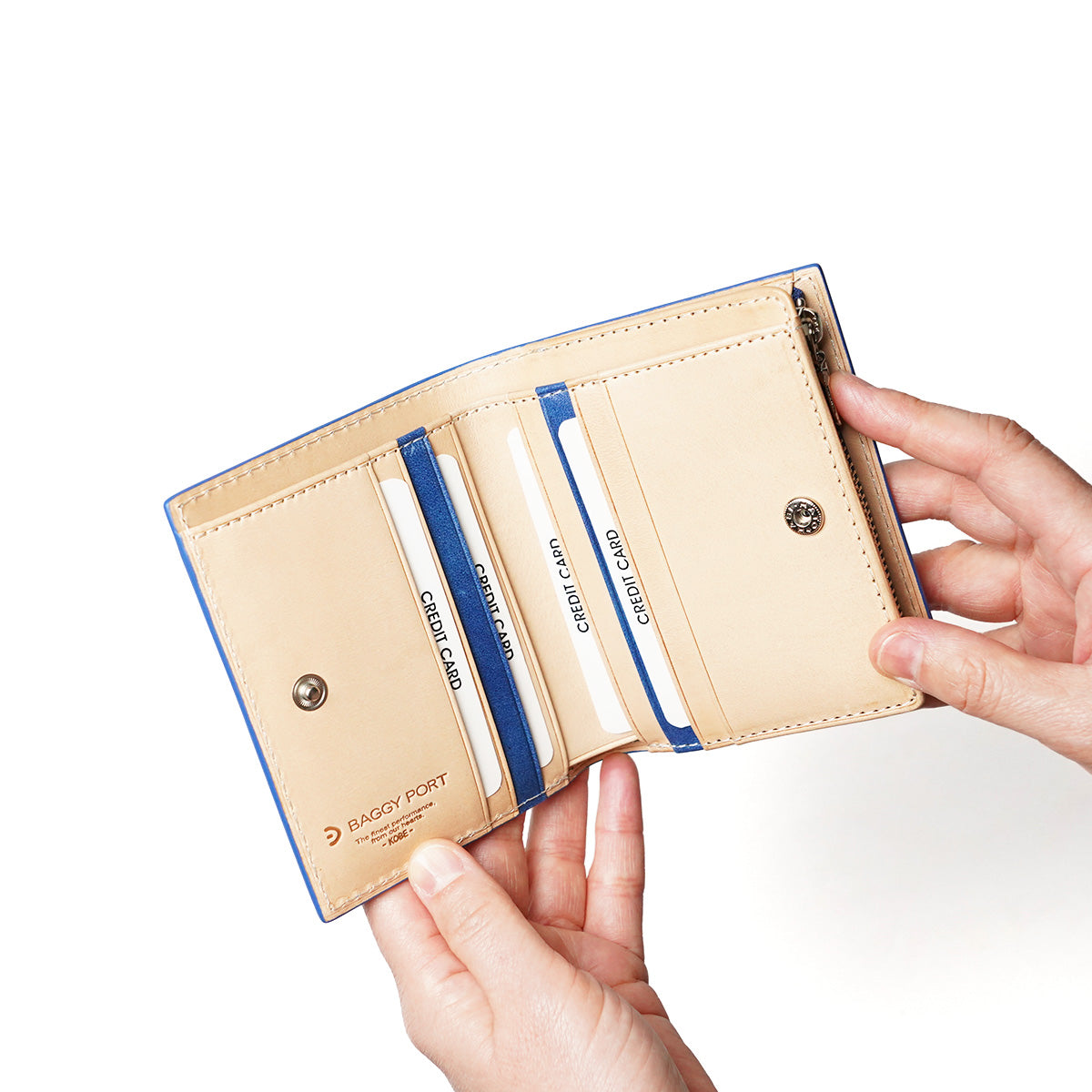 Indigo-dyed Leather Compact Half Wallet ZYS082