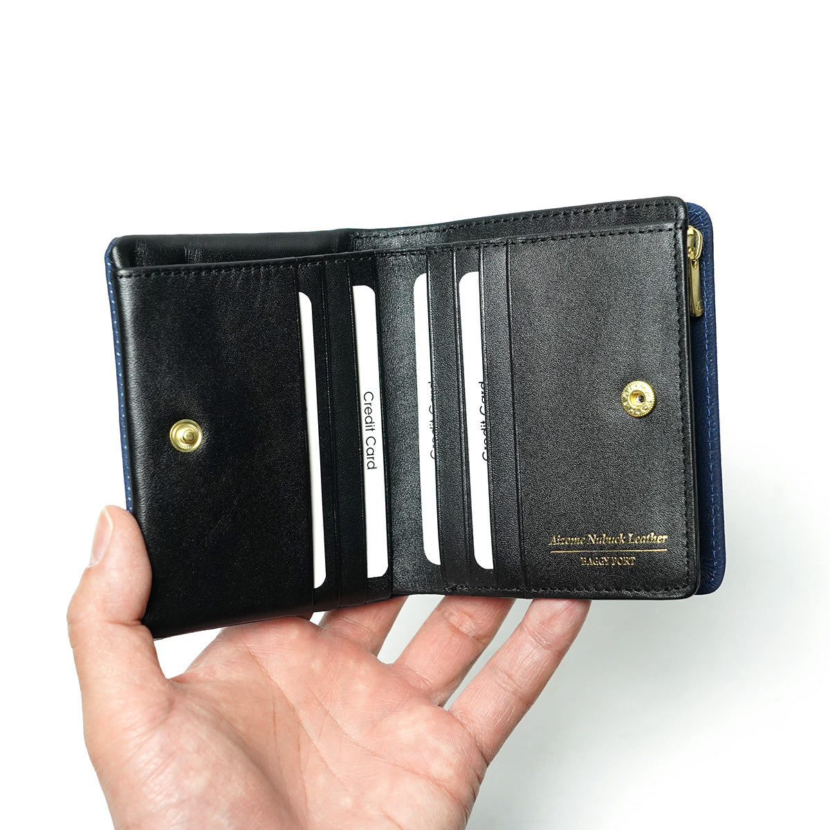 藍染め ヌバック コンパクトハーフ財布 ZYS492